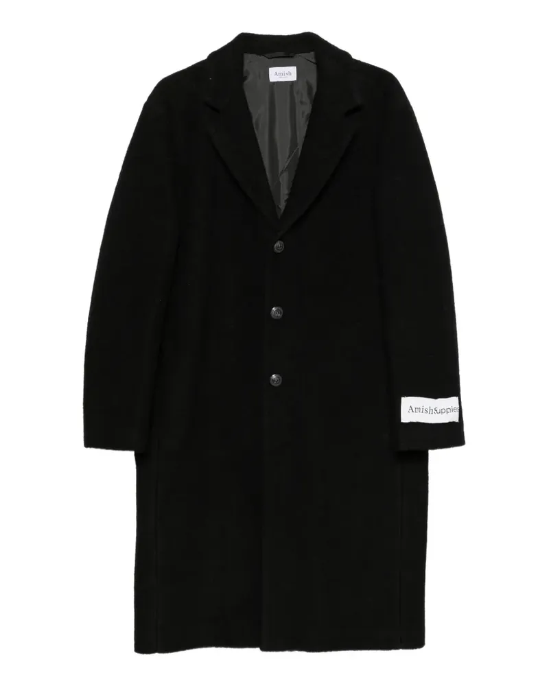 Amish logo-patch single-breasted coat - Schwarz Schwarz