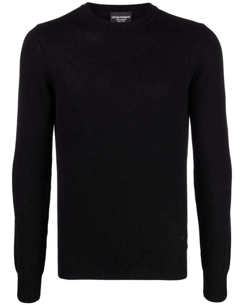 Emporio Armani Fein gestrickter Kaschmirpullover - Schwarz Schwarz