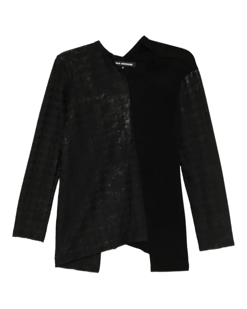 Junya Watanabe T-Shirt mit asymmetrischem Einsatz - Schwarz Schwarz