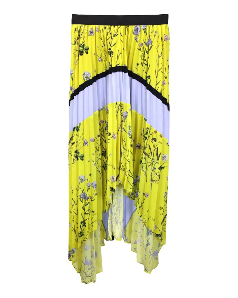 Self-Portrait pleated floral-print skirt - Gelb Gelb