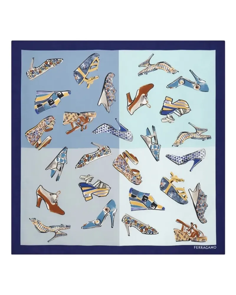 Ferragamo Genio Schal mit Print - Blau Blau