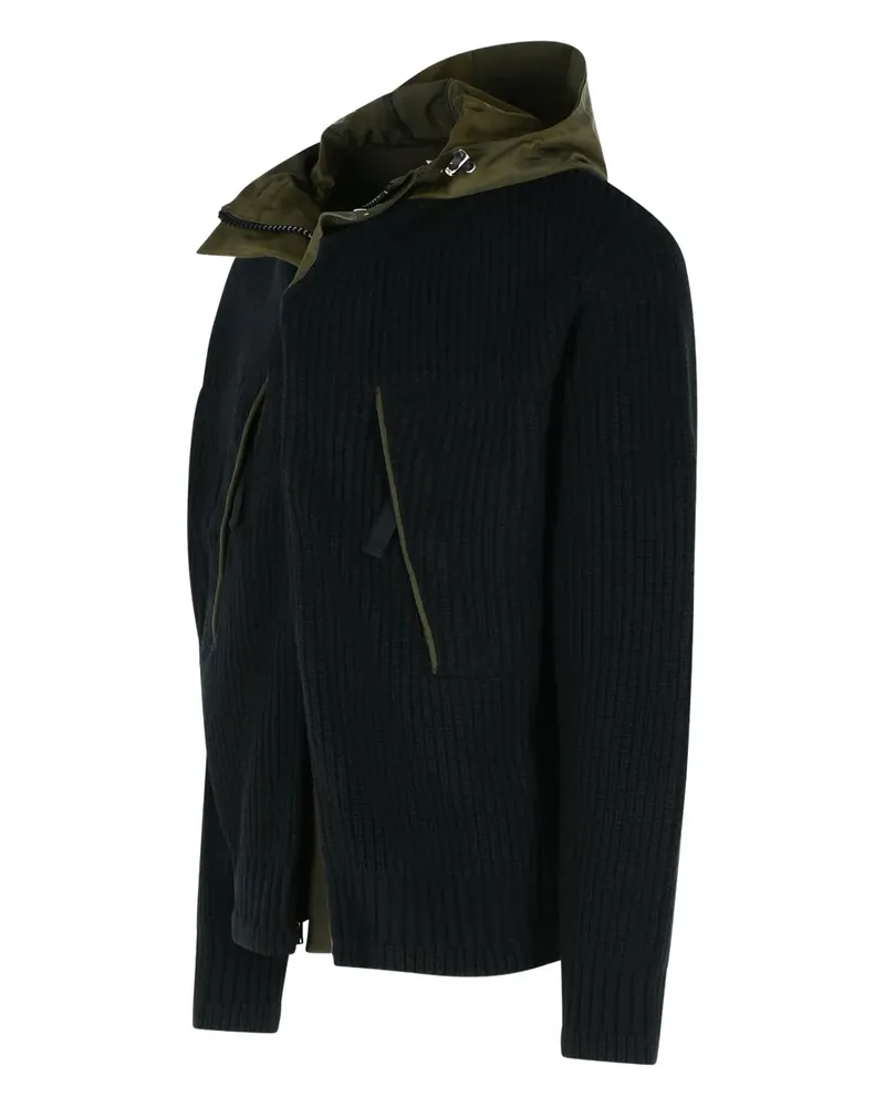 Sacai Gerippte Kapuzenjacke - Schwarz Schwarz