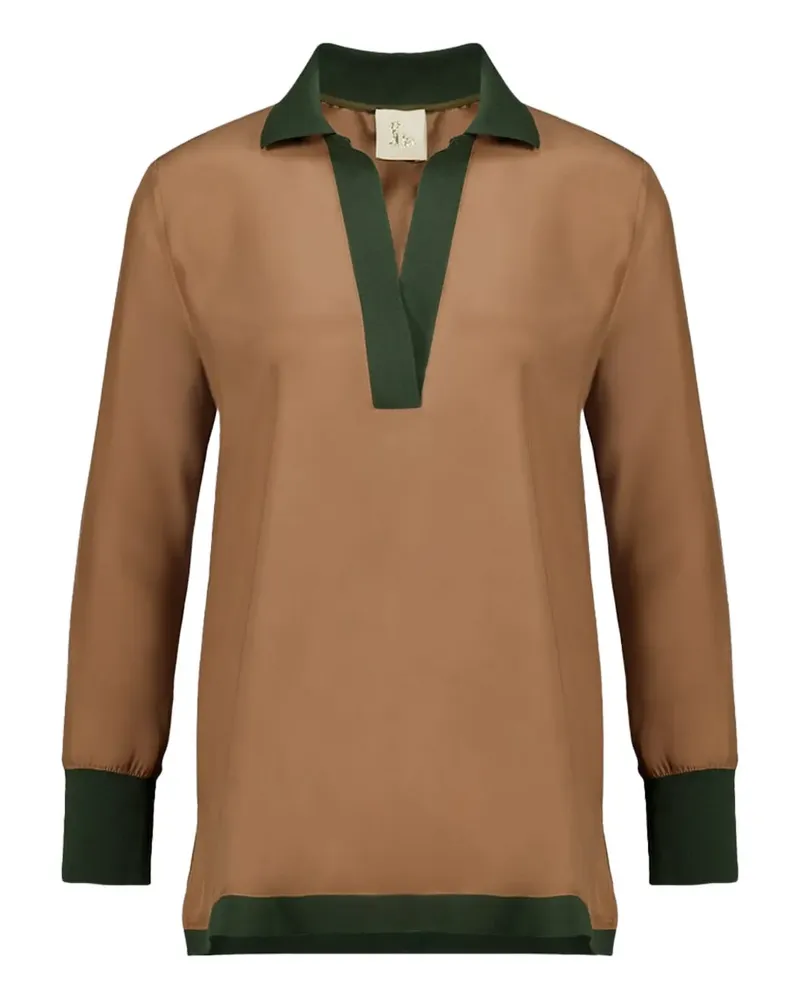 PAULA Diane Langarmshirt mit V-Ausschnitt - Braun Braun