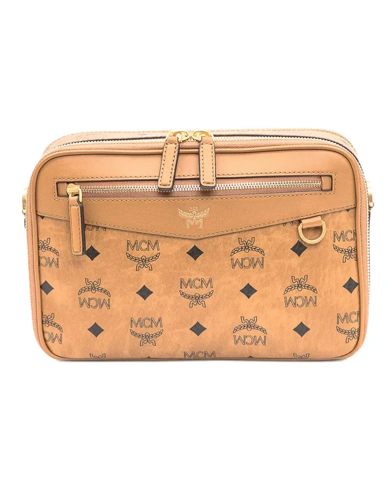 MCM small Diamond Visetos-monogram crossbody bag - Nude Nude