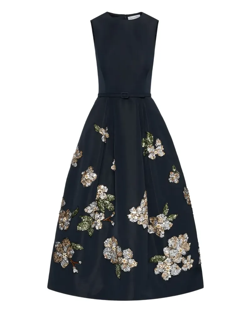 Oscar de la Renta Midikleid mit Pailletten - Blau Blau
