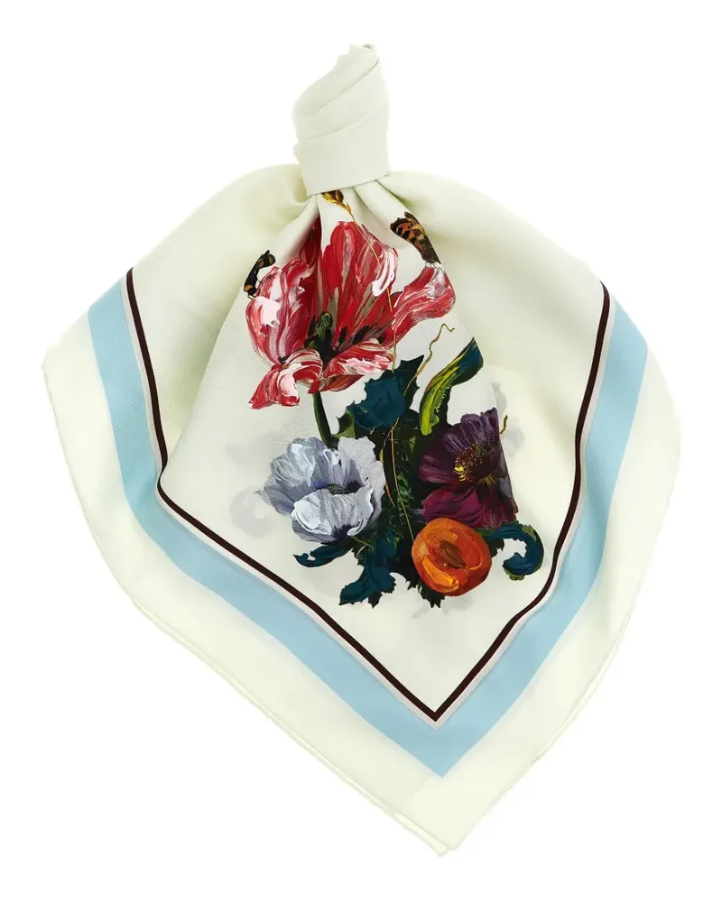 Maison Margiela floral-print silk scarf - Weiß Weiß
