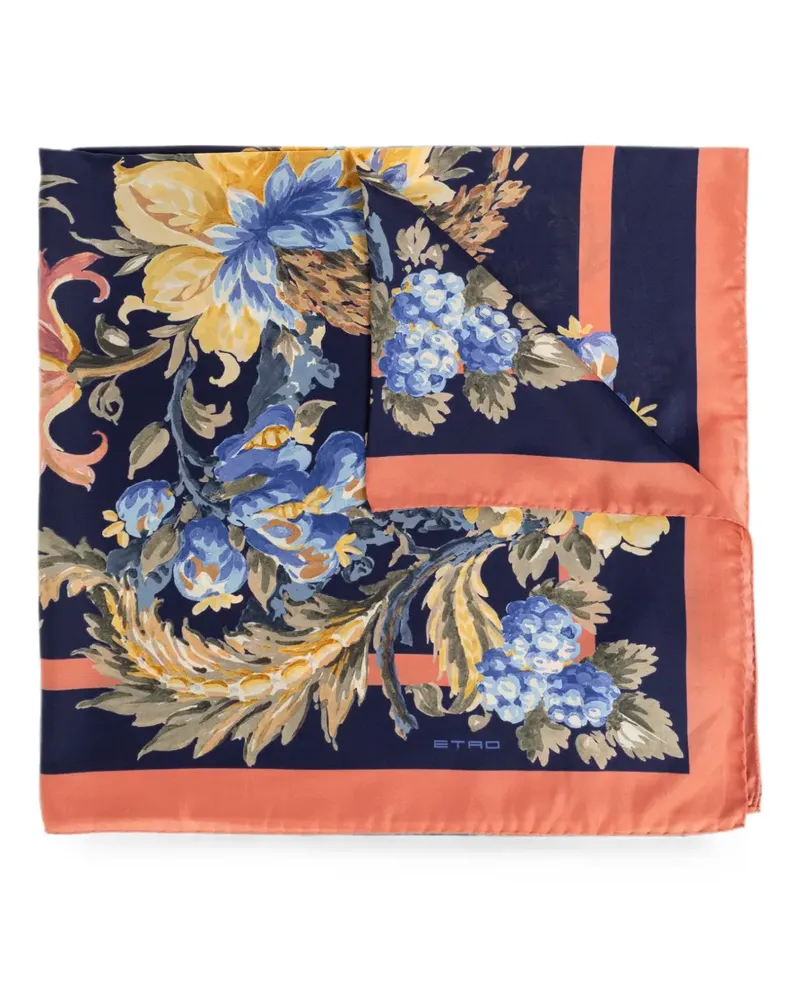 Etro Seidenschal mit Blumenprint - Blau Blau