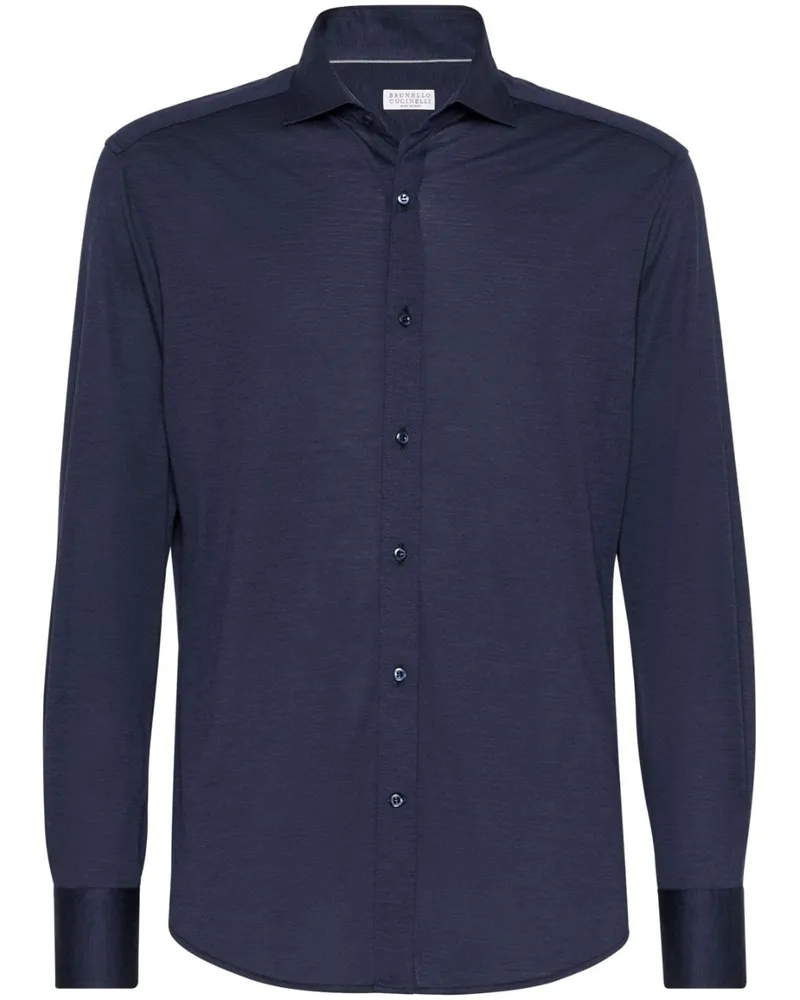 Brunello Cucinelli Jerseyhemd aus Seiden-Baumwollgemisch - Blau Blau