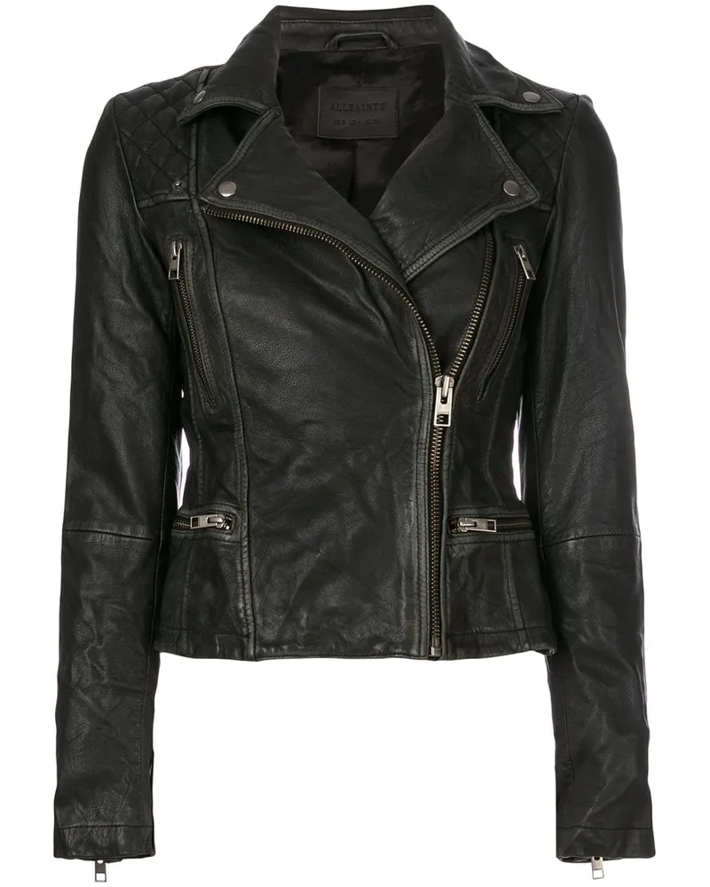 AllSaints Bikerjacke aus Leder - Schwarz Schwarz