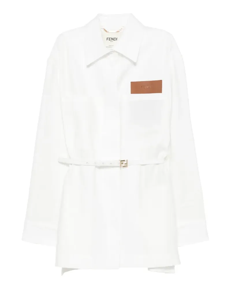 Fendi Gürtel-Hemd mit Logo-Patch - Weiß Weiß