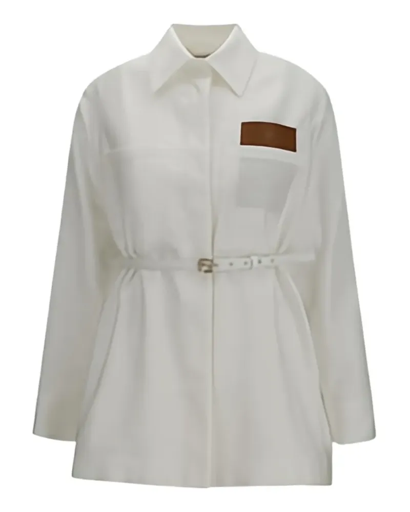 Fendi Gürtel-Hemd mit Logo-Patch - Weiß Weiß
