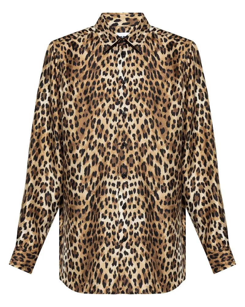 Moschino Hemd mit Leoparden-Print Braun