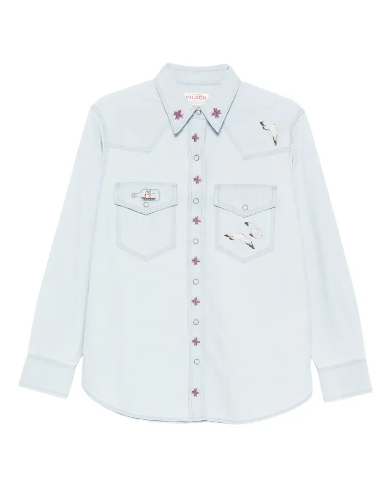 Filson embroidered denim shirt - Blau Blau