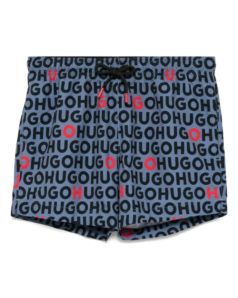 HUGO BOSS Badeshorts mit Logo-Print - Blau Blau
