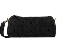 Mini Cylinder Schultertasche mit Lochmuster - Schwarz