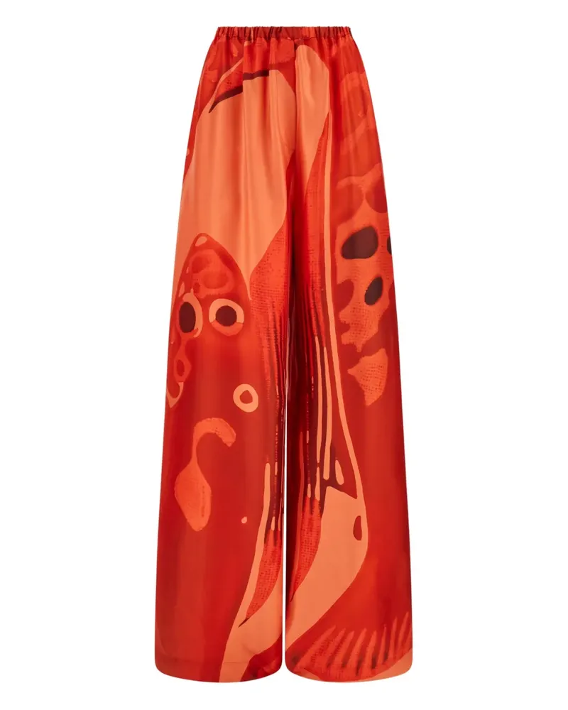 Ferragamo Palazzohose aus Seide - Rot Rot