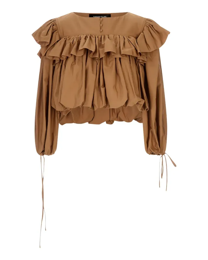 Chloé ruffled-trim long-sleeve blouse - Braun Braun