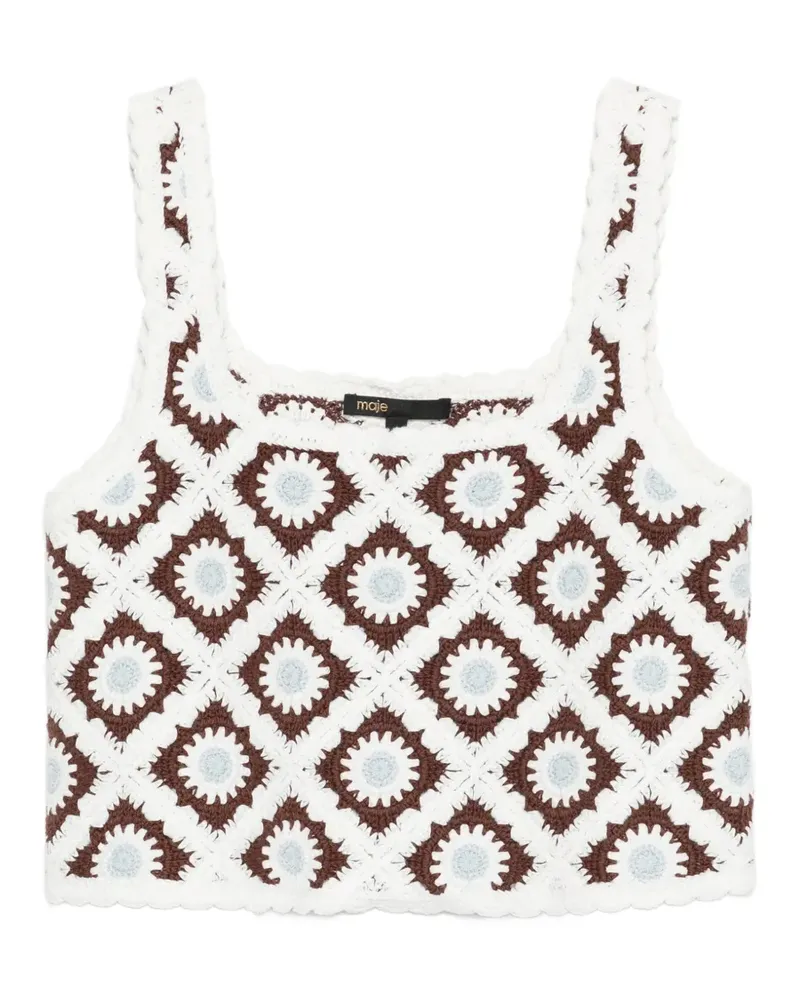 Maje Gehäkeltes Oberteil mit Blumenstickerei - Weiß Weiß