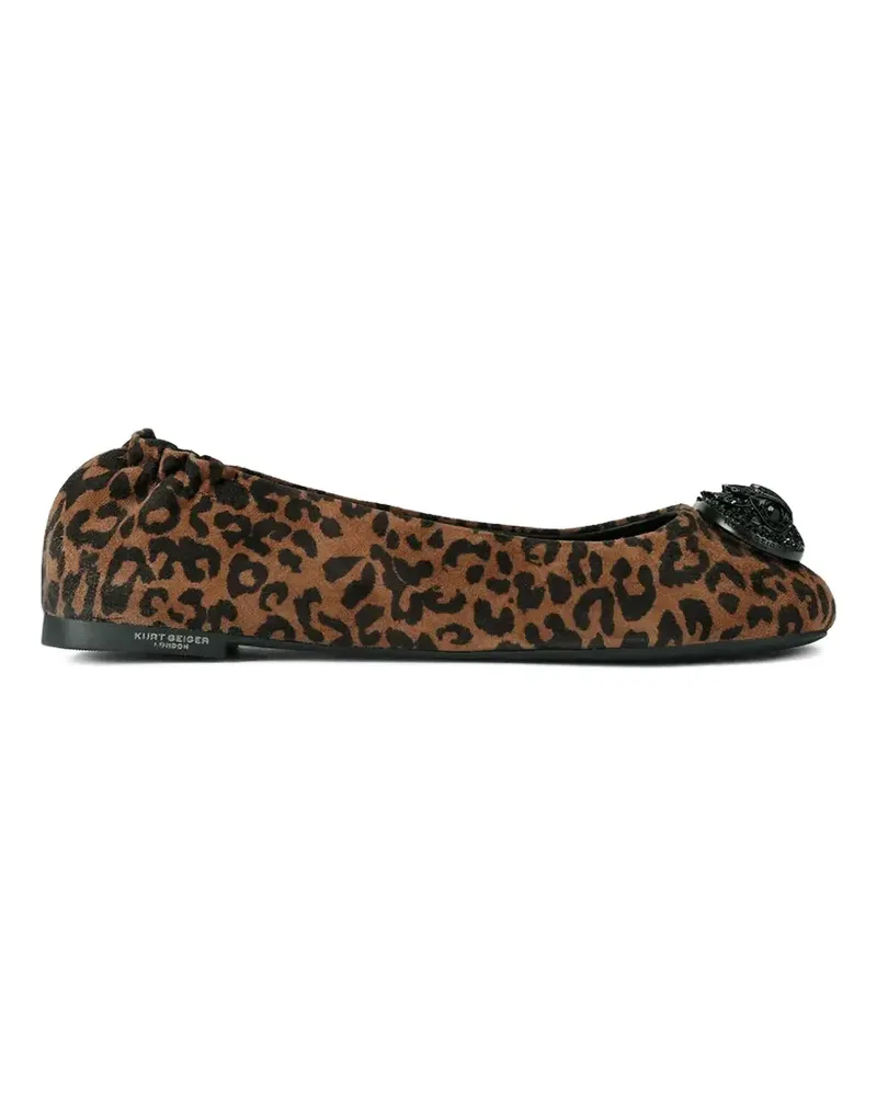 Kurt Geiger animal-print embellished ballet flats - Braun Braun