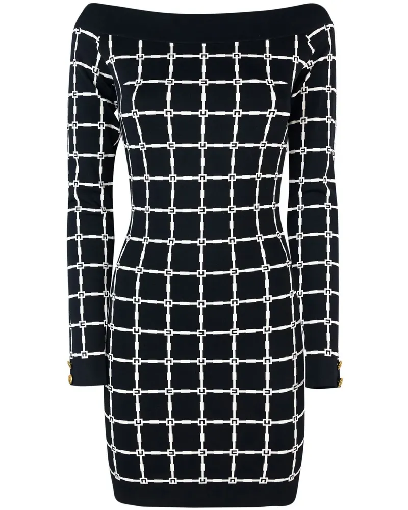 Elisabetta Franchi Kleid mit Logo-Jacquard - Schwarz Schwarz