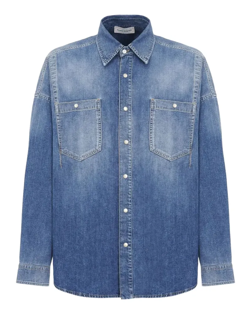 Alexander McQueen Jeanshemd mit Abnähern - Blau Blau