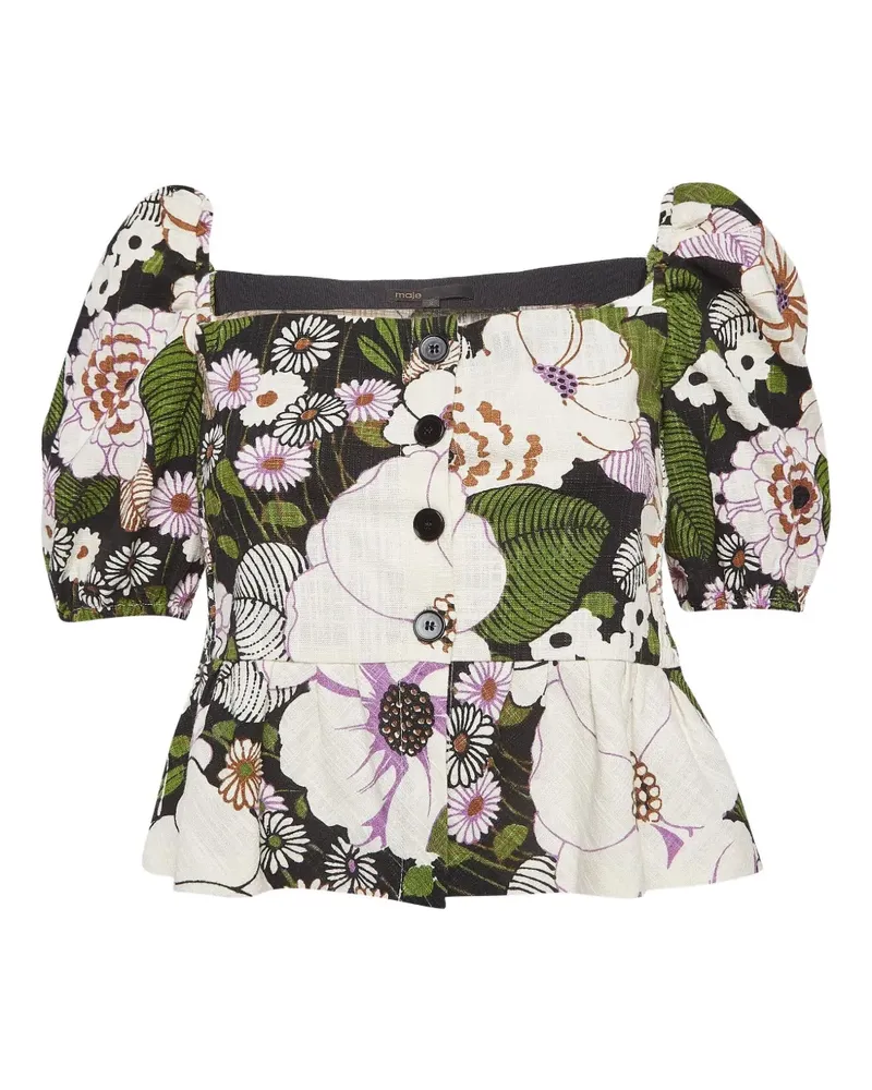 Maje Bluse mit Puffärmeln - Grün Grün