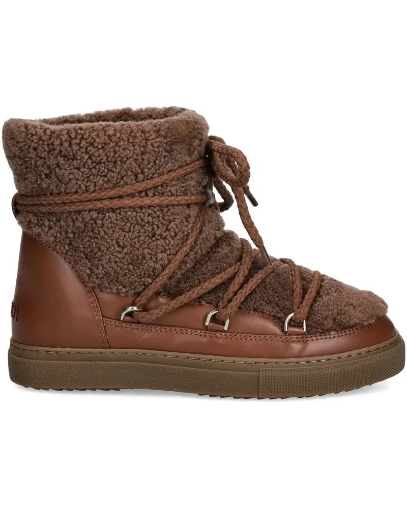 INUIKII Curly shearling round-toe lace-up boots - Braun Braun