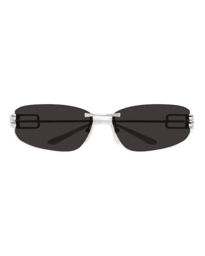 Balenciaga Eckige Sonnenbrille mit Logo - Silber Silber