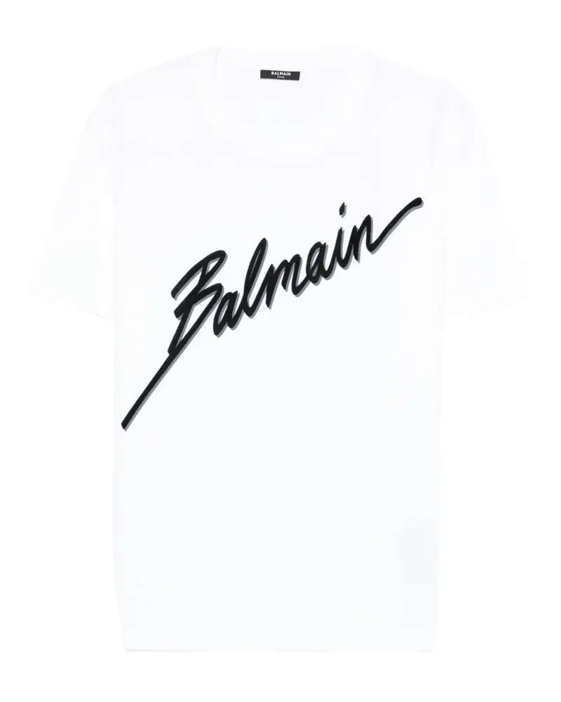 Balmain T-Shirt mit Logo-Stickerei - Weiß Weiß
