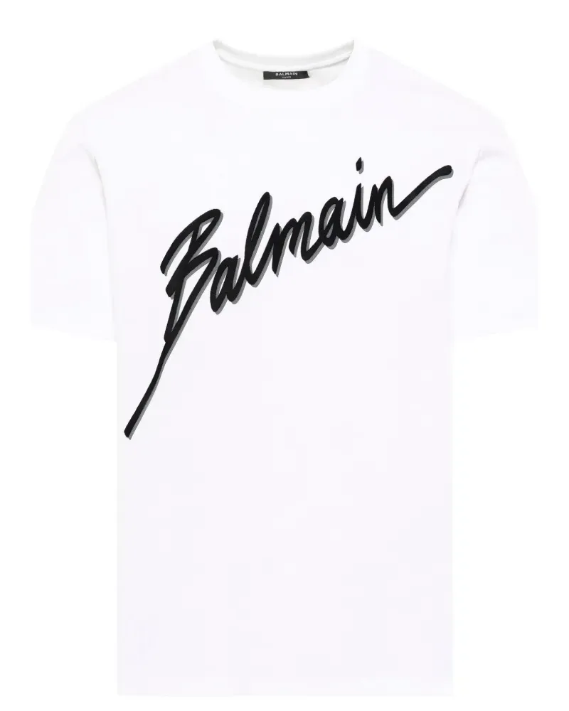 Balmain T-Shirt mit Logo-Stickerei - Weiß Weiß