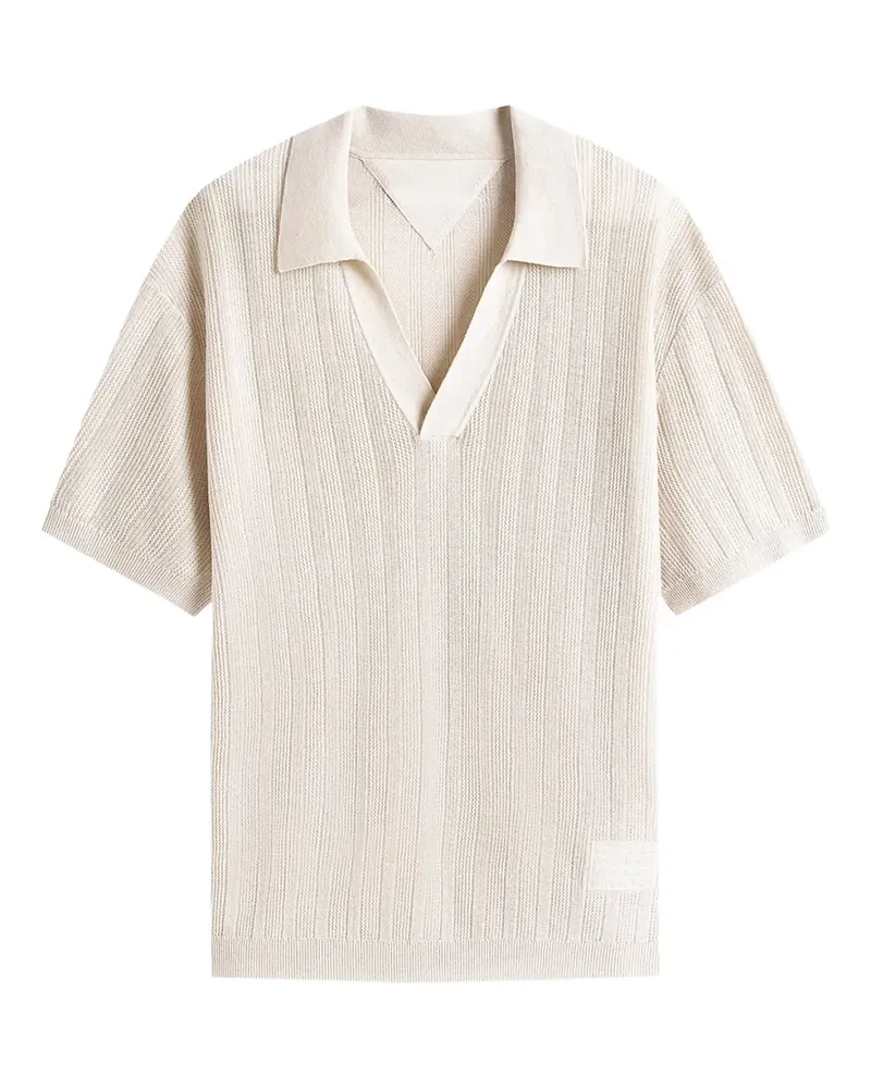 Tommy Hilfiger Geripptes Top mit V-Ausschnitt - Nude Nude