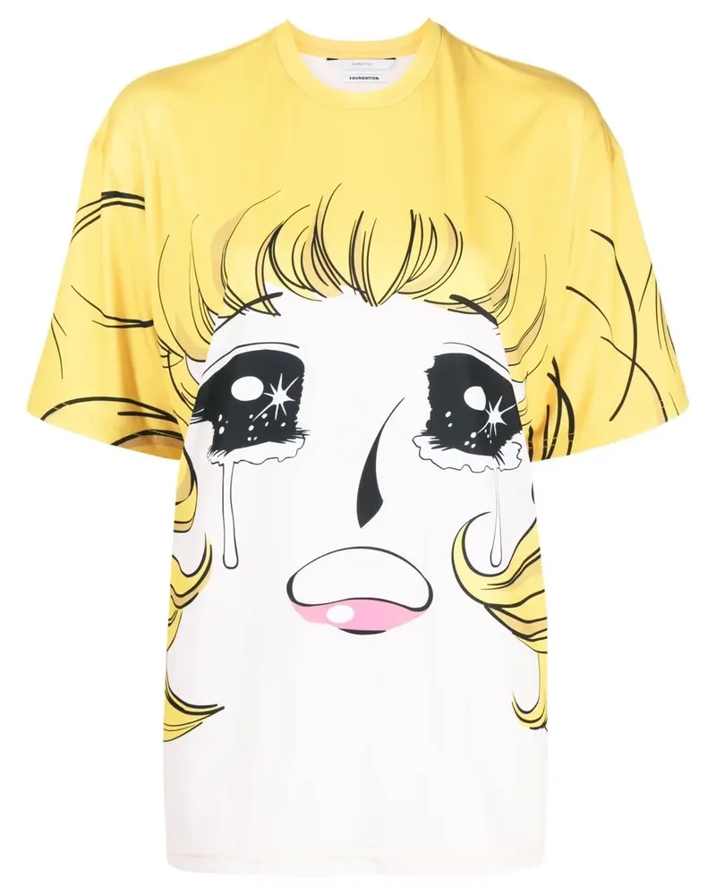pushBUTTON T-Shirtkleid mit grafischem Print - Gelb Gelb