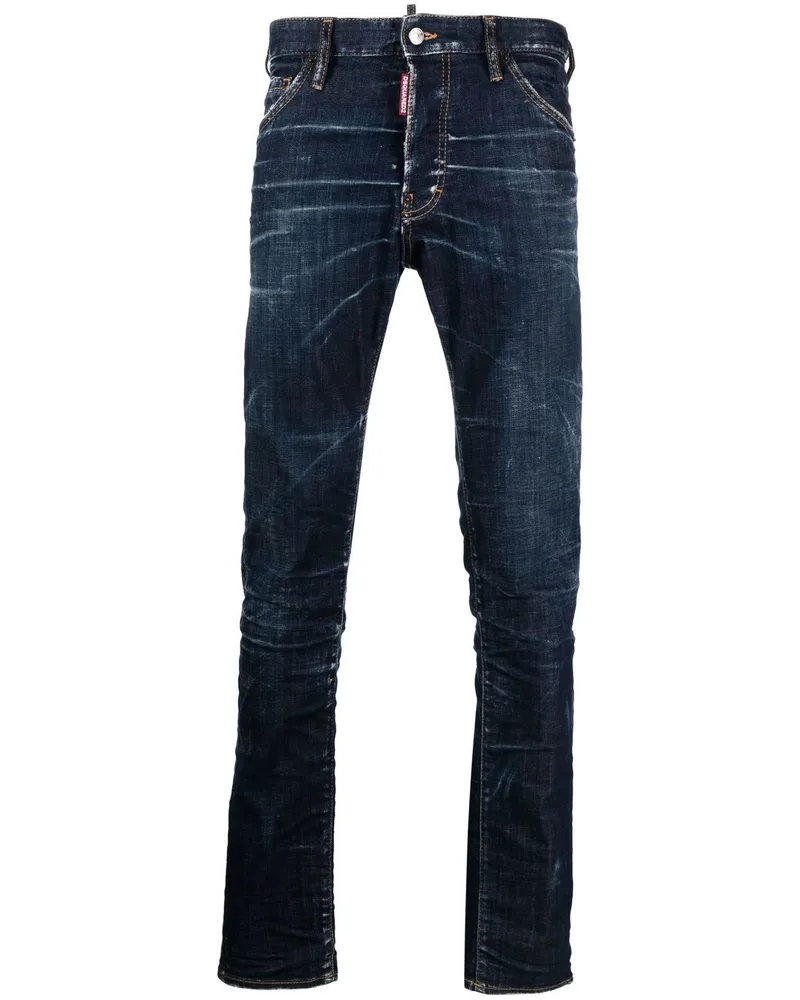 Dsquared2 Slim-Fit-Jeans mit Logo-Patch - Blau Blau