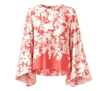 Seidenbluse mit Blumenprint - Rot