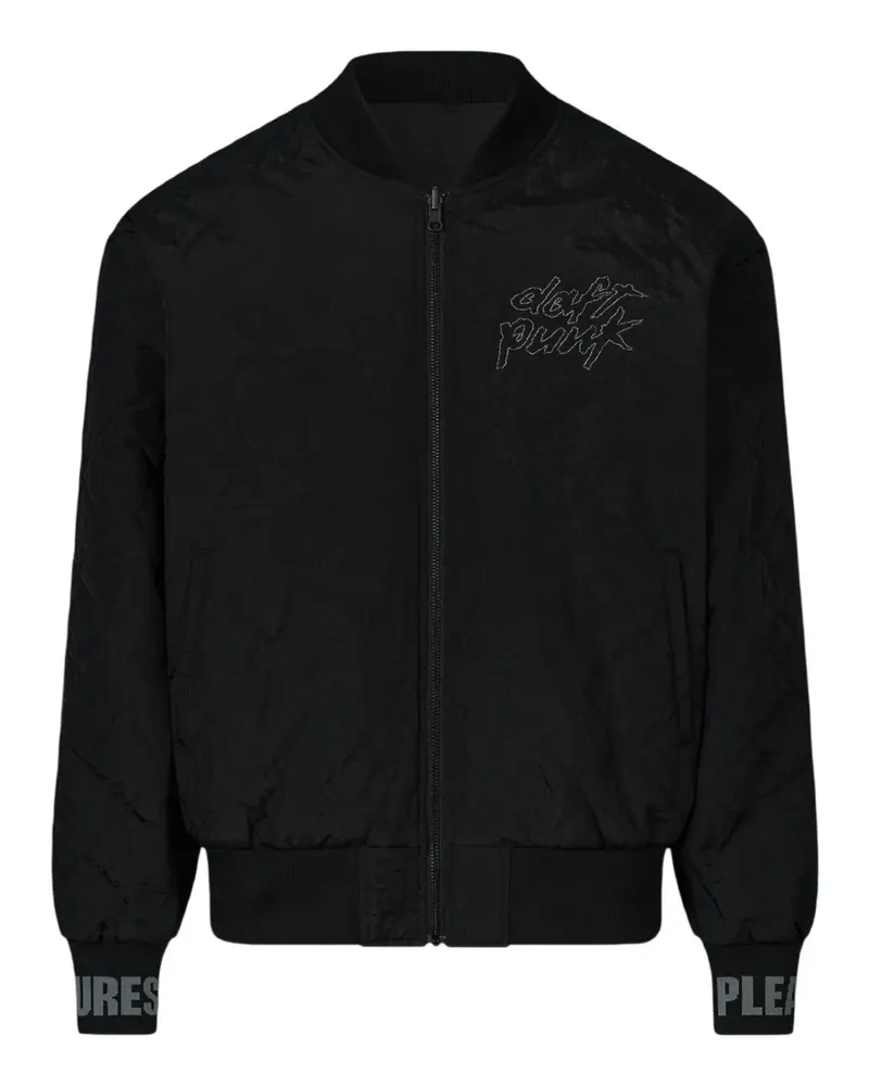 PLEASURES Wendbare Bomberjacke mit Print - Schwarz Schwarz