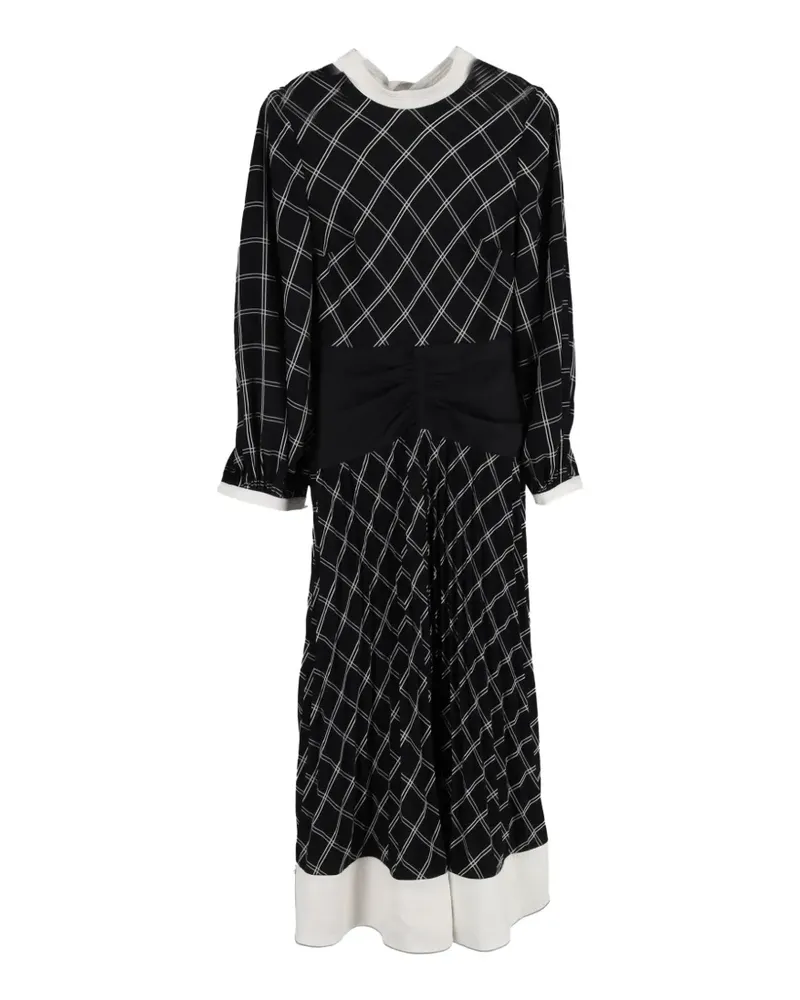 Self-Portrait check-pattern midi dress - Schwarz Schwarz
