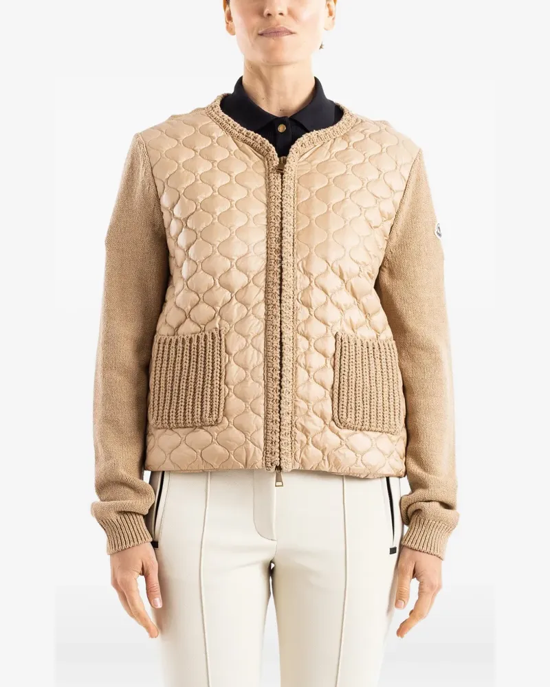 Moncler quilted padded zip-up cardigan - Nude Nude