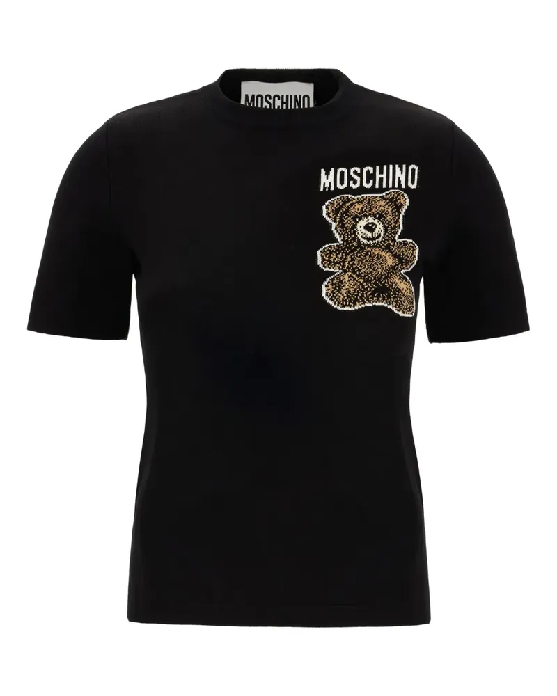 Moschino T-Shirt mit Teddy-Stickerei - Schwarz Schwarz