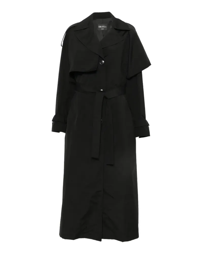 Dondup belted ring-detail trench coat - Schwarz Schwarz
