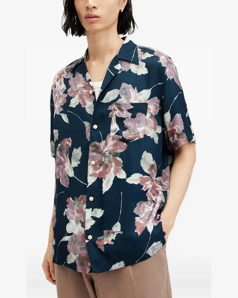 AllSaints Zinnia floral-print short-sleeve shirt - Blau Blau