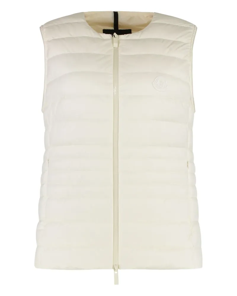Moncler Gefütterte Weste mit Logo-Patch - Weiß Weiß