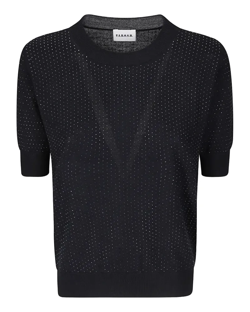 P.A.R.O.S.H. P.A.R.O H. T-Shirt mit Strass - Schwarz Schwarz