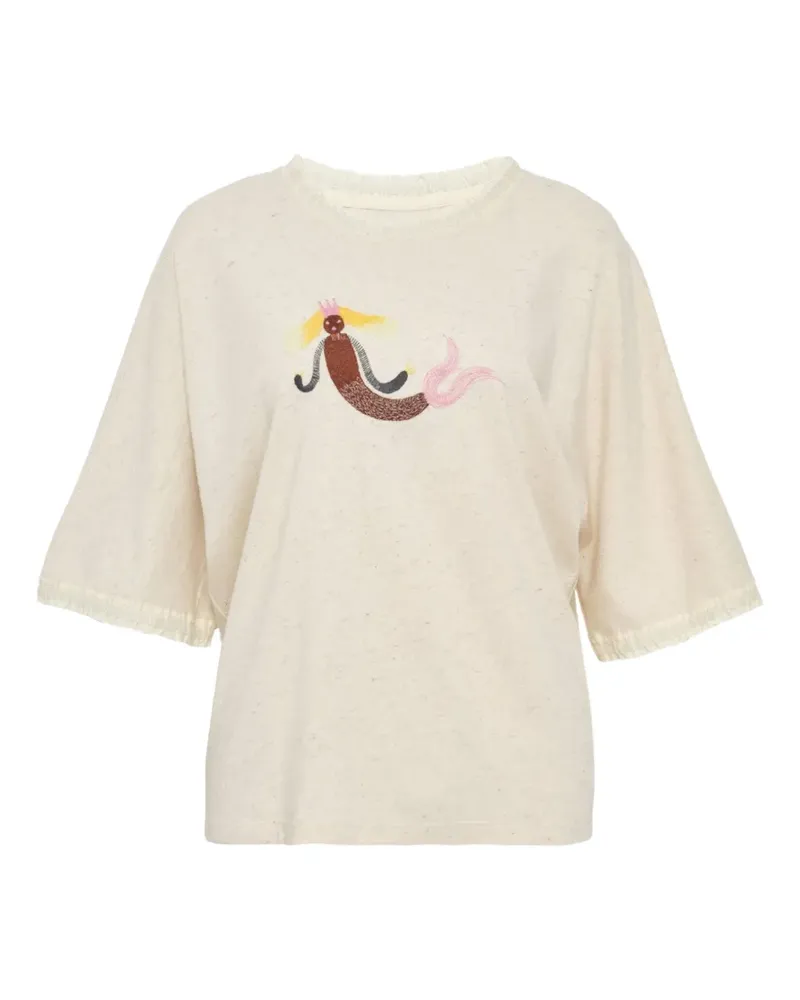 Renli Su embroidered T-shirt - Nude Nude