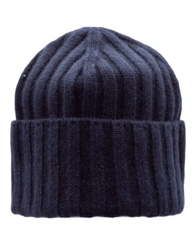 Cruciani Gerippte Beanie aus Kaschmir - Blau Blau