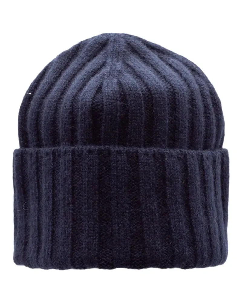 Cruciani Gerippte Beanie aus Kaschmir - Blau Blau