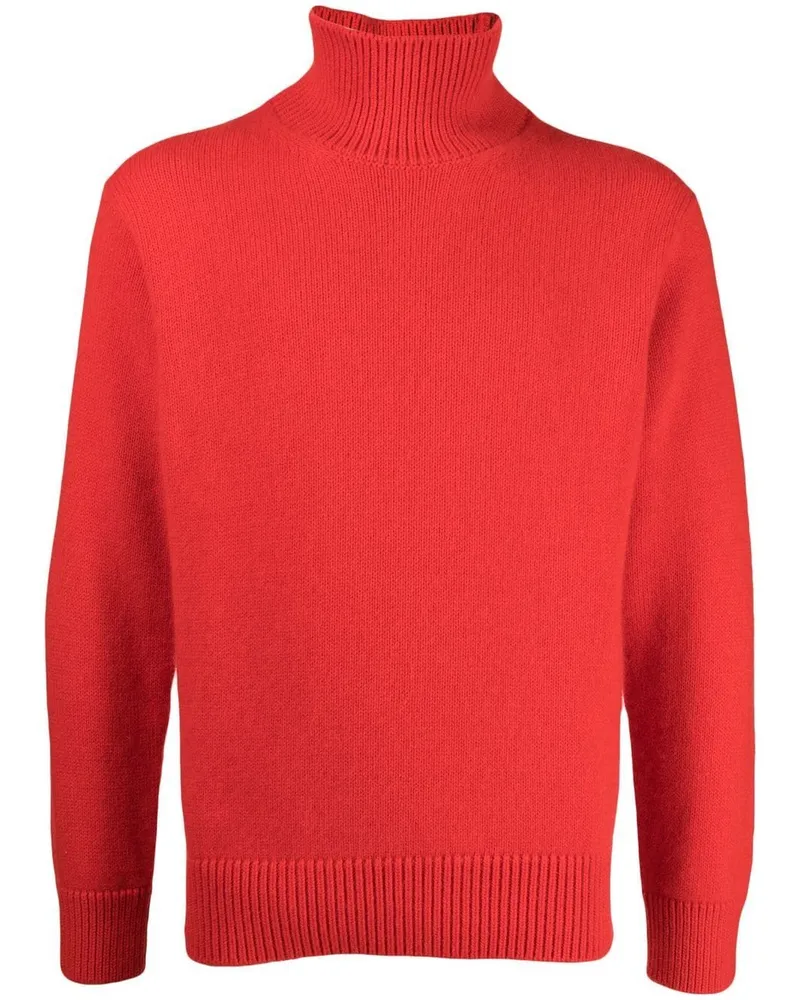 Laneus Gestrickter Rollkragenpullover Rot