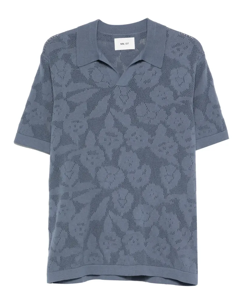 NN 07 Ryan floral openwork T-shirt - Blau Blau