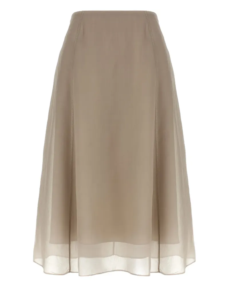 Brunello Cucinelli circle semi-transparent skirt - Nude Nude