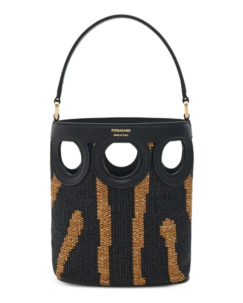 Ferragamo Gancini Outline Beuteltasche (XS) - Schwarz Schwarz