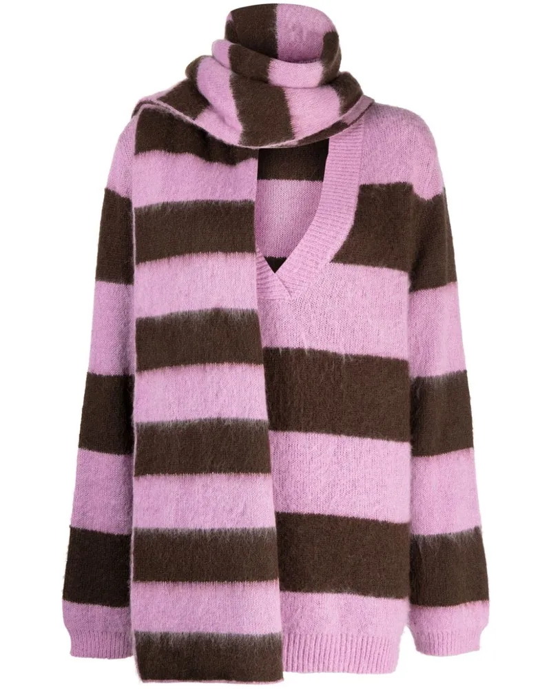 b+ab Gestreifter Pullover - Violett Violett